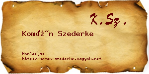 Komán Szederke névjegykártya